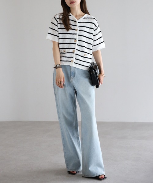 「Bonjour Sagan」 半袖ニット FREE ネイビー レディース_画像8