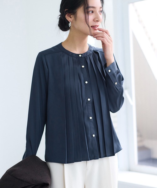 VIS（ビス） ブラウス シャツ 「WEB限定」ゴールドボタンタック