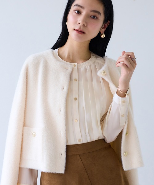 VIS（ビス） ブラウス シャツ 「WEB限定」ゴールドボタンタック