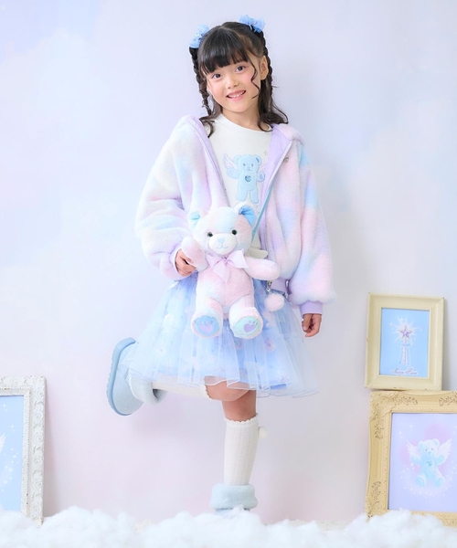 Mezzo Piano ミミポポフレンズ刺繍 水色ジップアップトレーナー 135 mezzo piano トレーナー エンジェルアニマル トレーナー キッズ 子供服