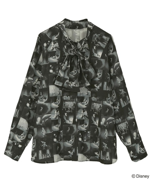 GUCCI 黒 シェリー柄ボウタイ付きブラウス GUCCI 黒 シェリー柄ボウタイ付きブラウス