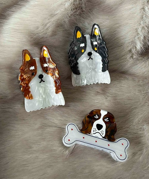 LOWO ヘアクリップ 犬モチーフ バレッタ ヘアクリップ 大きめ ハーフ
