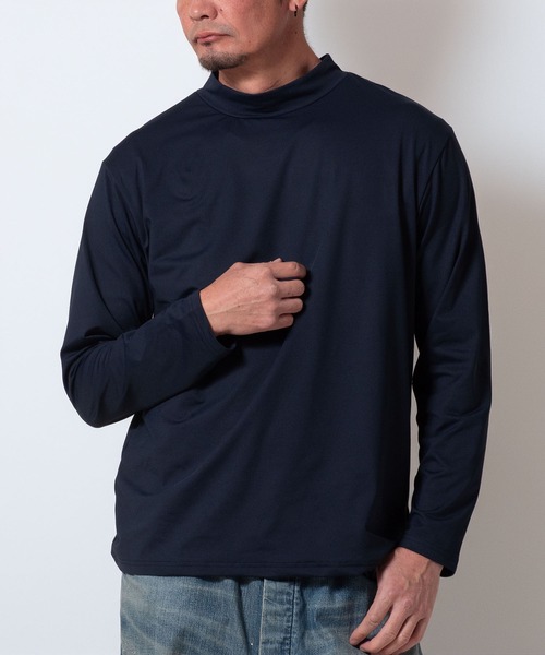 BAYBLO tシャツ (SA) 裏起毛 モックネック 無地 長袖 Tシャツ メンズ