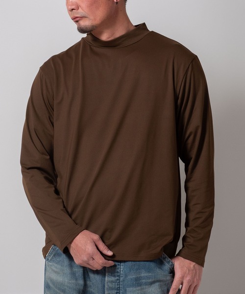 BAYBLO tシャツ (SA) 裏起毛 モックネック 無地 長袖 Tシャツ メンズ