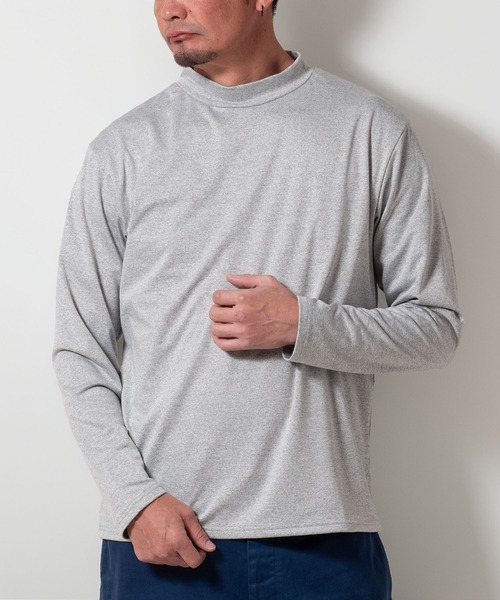 BAYBLO tシャツ (SA) 裏起毛 モックネック 無地 長袖 Tシャツ メンズ