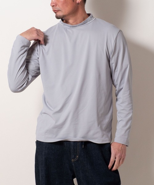 BAYBLO tシャツ (SA) 裏起毛 モックネック 無地 長袖 Tシャツ メンズ
