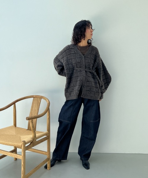 「y/m」 ニットカーディガン FREE グレー レディース_画像3