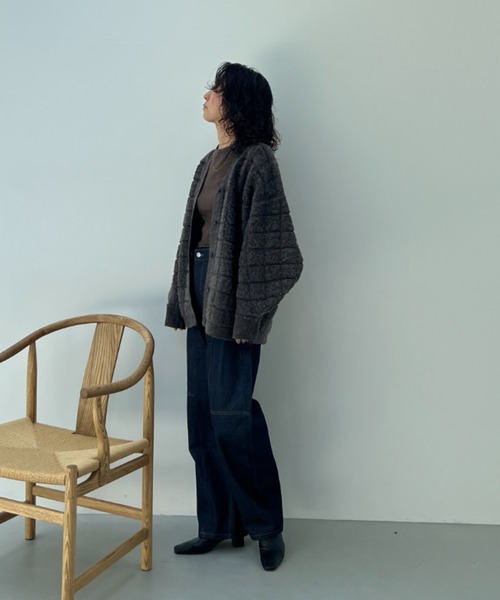 「y/m」 ニットカーディガン FREE グレー レディース_画像4