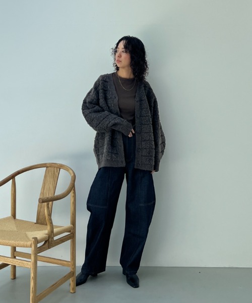 「y/m」 ニットカーディガン FREE グレー レディース_画像5