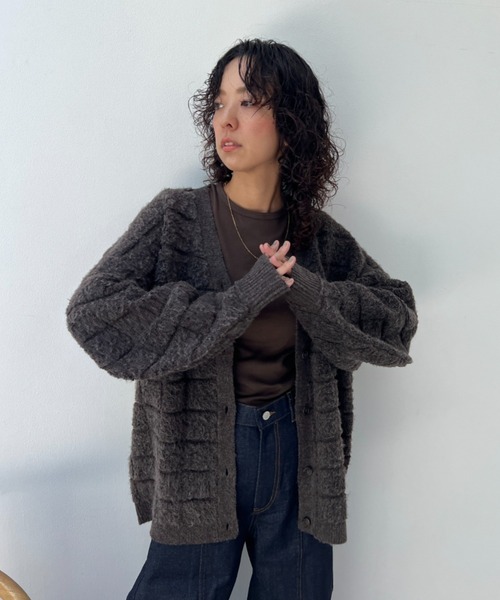 「y/m」 ニットカーディガン FREE グレー レディース_画像9