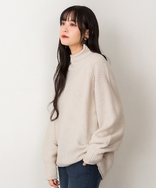 「atONE」 「LARU」長袖ニット - モカ レディース_画像4