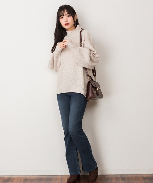 「atONE」 「LARU」長袖ニット - モカ レディース_画像6