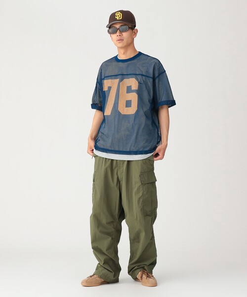 BEAMS（ビームス） tシャツ メッシュ プリント Tシャツ「ワイド