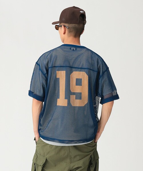 BEAMS（ビームス） tシャツ メッシュ プリント Tシャツ「ワイド