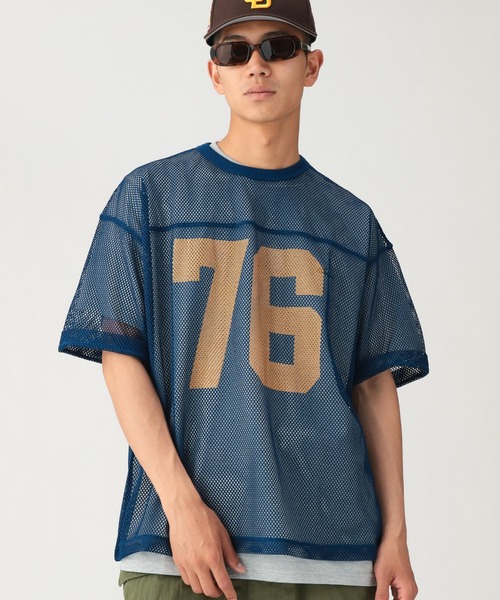 BEAMS（ビームス） tシャツ メッシュ プリント Tシャツ「ワイド