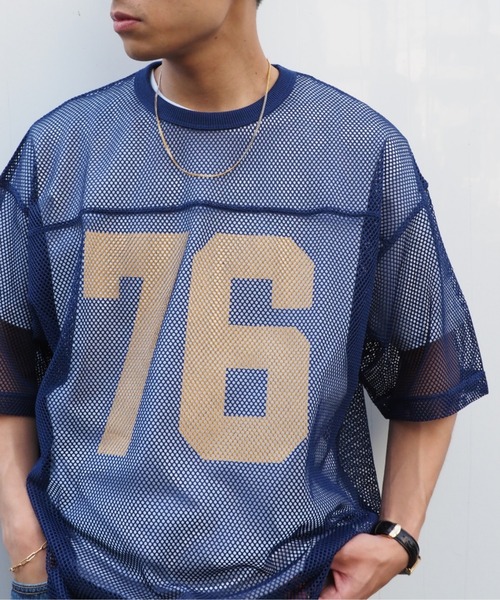 BEAMS（ビームス） tシャツ メッシュ プリント Tシャツ「ワイド