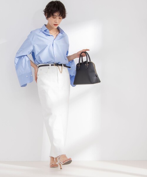 「Rie Miller」 デニムスカート L オフホワイト レディース_画像5