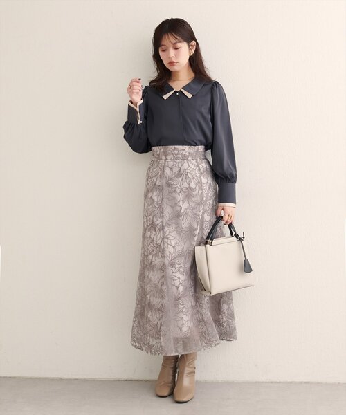 「natural couture」 長袖ブラウス FREE チャコールグレー レディース_画像8