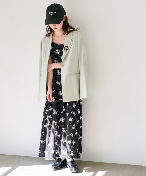 ワンピース 「2サイズ展開/低身長サイズ」ドットフラワーキャミワンピースの画像