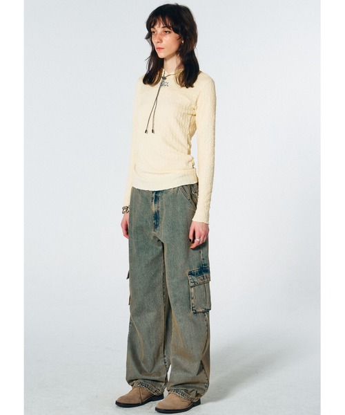 「SCULPTOR」 カーゴパンツ MEDIUM ライトブルー レディース_画像9