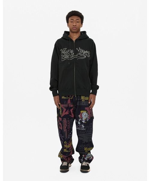 YESEYESEEフード付き ジップアップパーカー M さらに100円引き◇YESEYESEE◇Y.E.S Painted Zip-up Hoodie (YESEYESEE