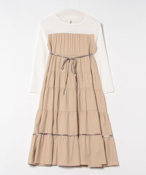 ブルーレーベルクレストブリッジ新品ベージュ ドレス / ワンピース 38 BLUE LABEL CRESTBRIDGE（ブルーレーベルクレストブリッジ） 長袖