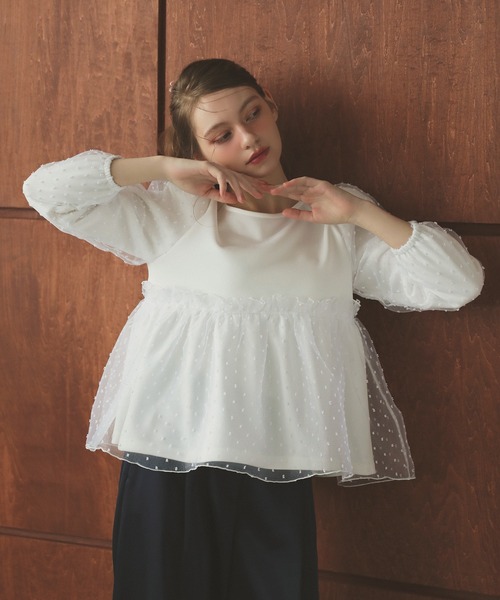 MERAKI ドットチュールペプラムトップス レディース : ZOZOTOWN Yahoo