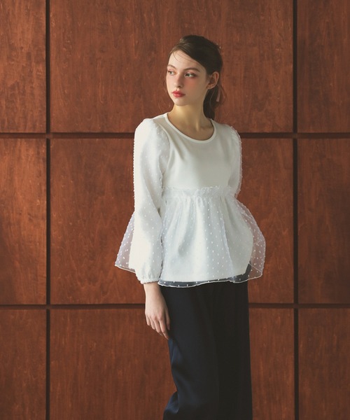 MERAKI ドットチュールペプラムトップス レディース : ZOZOTOWN Yahoo 