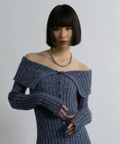 「Ellno de Mavie」 ニットワンピース FREE ブルーグレー レディース_画像8
