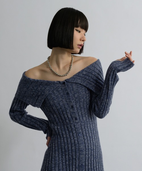 「Ellno de Mavie」 ニットワンピース FREE ブルーグレー レディース_画像9