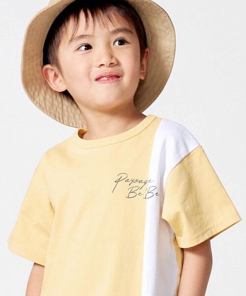 BeBe（ベベ） tシャツ 「接触冷感」アシンメトリー配色天竺半袖Tシャツ