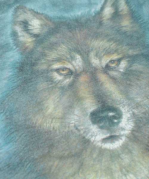 tシャツ 「USED」Y2K LIQUID BLUE “Wolf” タイダイ アニマルTシャツ 