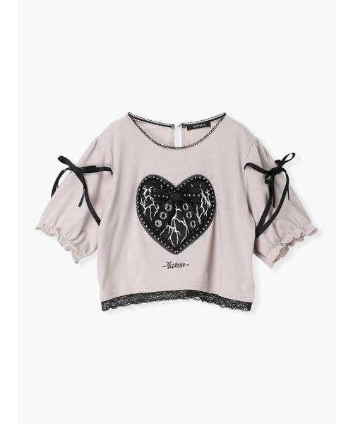 NOEMIE（ノエミー） tシャツ 半袖 ハートサテンハトメリボンショートT