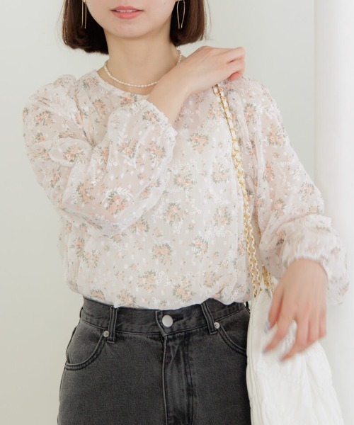 「flower」 長袖ブラウス FREE ベージュ レディース_画像2