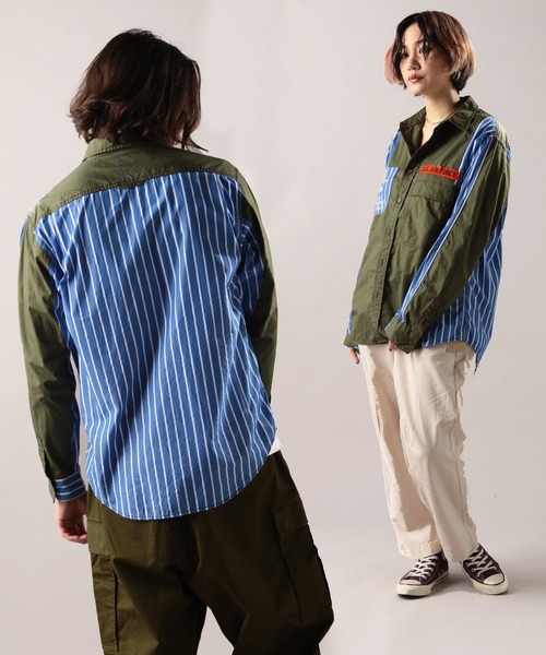 期間限定 シャツ ブラウス リメイク ストライプ ミリタリーシャツ/REMAKE STRIPE MILITARY SHIRT ZOZOTOWN PayPayモール店 - 通販 - PayPayモール 全国無料