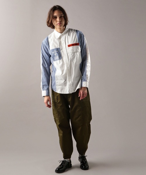 期間限定 シャツ ブラウス リメイク ストライプ ミリタリーシャツ/REMAKE STRIPE MILITARY SHIRT ZOZOTOWN PayPayモール店 - 通販 - PayPayモール 全国無料
