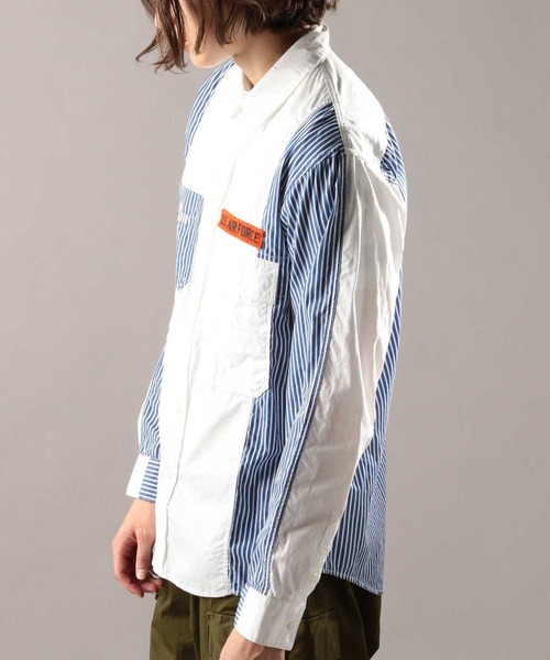 期間限定 シャツ ブラウス リメイク ストライプ ミリタリーシャツ/REMAKE STRIPE MILITARY SHIRT ZOZOTOWN PayPayモール店 - 通販 - PayPayモール 全国無料