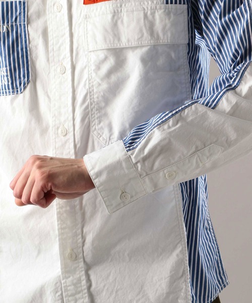 期間限定 シャツ ブラウス リメイク ストライプ ミリタリーシャツ/REMAKE STRIPE MILITARY SHIRT ZOZOTOWN PayPayモール店 - 通販 - PayPayモール 全国無料