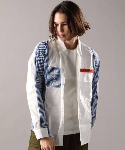 期間限定 シャツ ブラウス リメイク ストライプ ミリタリーシャツ/REMAKE STRIPE MILITARY SHIRT ZOZOTOWN PayPayモール店 - 通販 - PayPayモール 全国無料