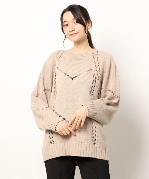 ニット セーター バルキー編みニット レディース STYLEBLOCK ニット セーター バルキー透かし編みニット