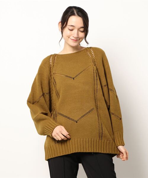 ニット セーター バルキー編みニット レディース STYLEBLOCK ニット セーター バルキー透かし編みニット