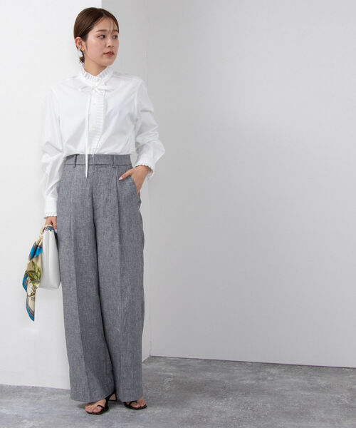 新品未着用⭐︎ ルンギフリルシャツ　ポキプシー　F3 osharewalker シャツ レディース トップス 長袖 リボン シフォン