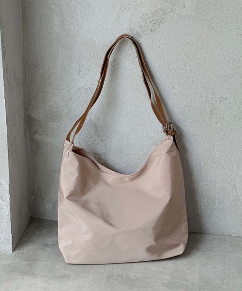 Masmarulez■ ナイロン2wayシャーリングバッグ_ Mocha beige ショルダーバッグ バッグ ナイロンショルダーバッグ レディース
