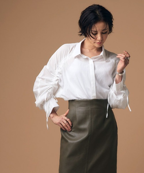 ブラウス シャツ ドロストシャーリングシャツ レディース RASW ブラウス シャツ 「RASW」ドロストシャーリングシャツ