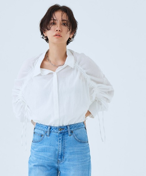 ブラウス シャツ ドロストシャーリングシャツ レディース RASW ブラウス シャツ 「RASW」ドロストシャーリングシャツ