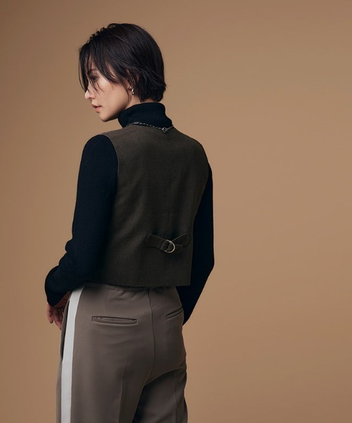 ベスト ウール混 セットアップ RASW あすつく 比翼仕立て ジレ レディース RASW ベスト ジレ 「RASW」ウールミックスベスト レディース