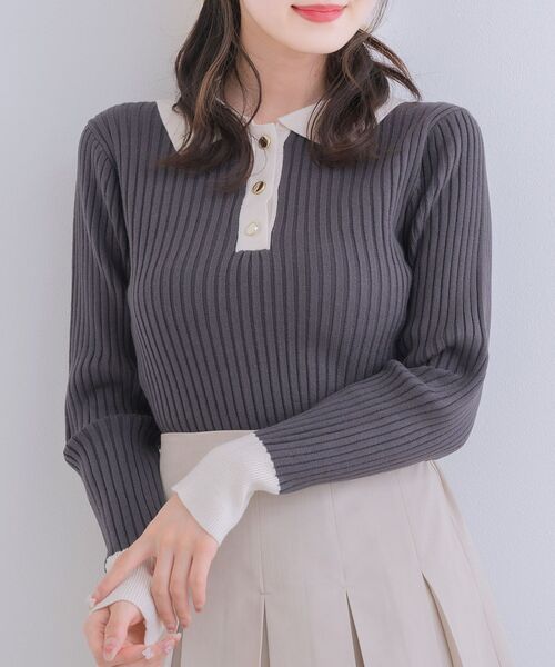 Emsexcite（エムズエキサイト） ニット 襟付きリブNTPO : ZOZOTOWN