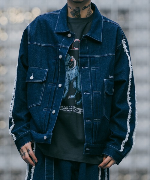 Subciety（サブサエティ） デニムジャケット gジャン FRINGE DENIM JKT