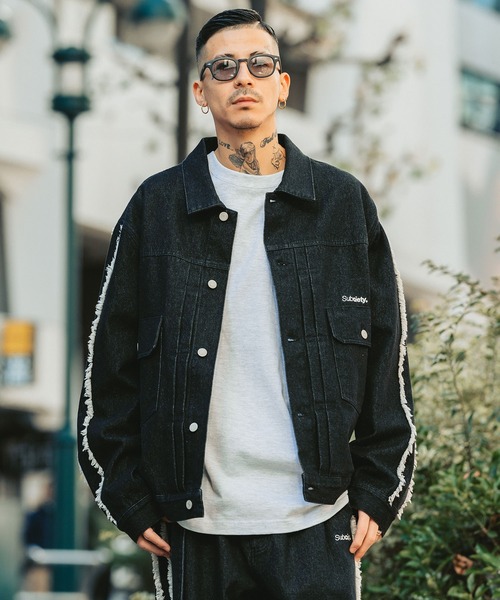 Subciety（サブサエティ） デニムジャケット gジャン FRINGE DENIM JKT