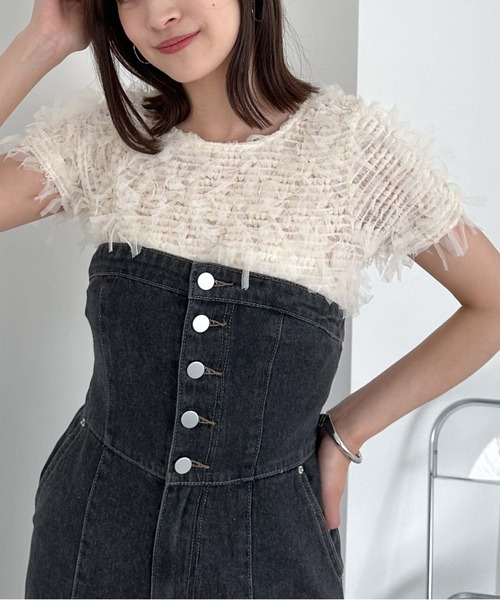 archives tシャツ Tシャツ リボンチュールコンパクトTOPS